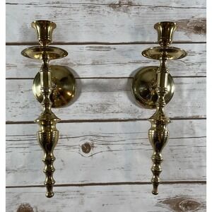 Vintage Solid Brass Wall Sconce Set Handcrafted in India Elegant Candle Holders